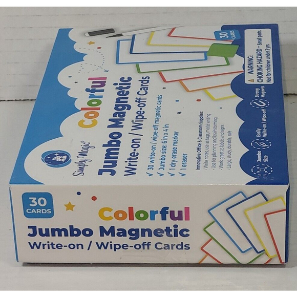 30 Jumbo Magnetic Write-on Wipe-off Cards 6 x 4in Dry Erase Labels Marker Eraser - Picture 5 of 7